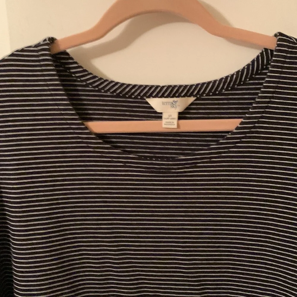 EUC Terra & Sky black&white striped midi stretchy dress w/pockets 3x(24W-26W) - Picture 5 of 11